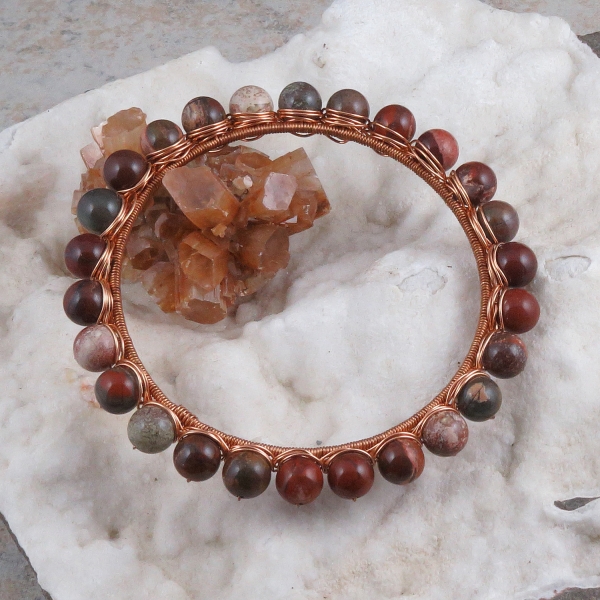 Brecciated Jasper Copper Wire Wrapped Bangle Bracelet Brecciated Jasper Copper Wire Wrapped Bangle Bracelet