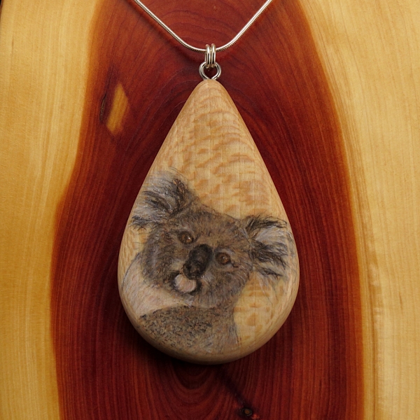 Koala on Quarter Sawn Ash Wood Pendant Koala on Quarter Sawn Ash Wood Pendant