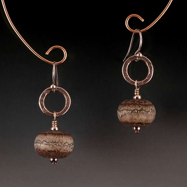 Artisan Lampwork, Naos Glass, Hill Tribe Silver Earrings Artisan Lampwork, Naos Glass, Hill Tribe Silver Earrings