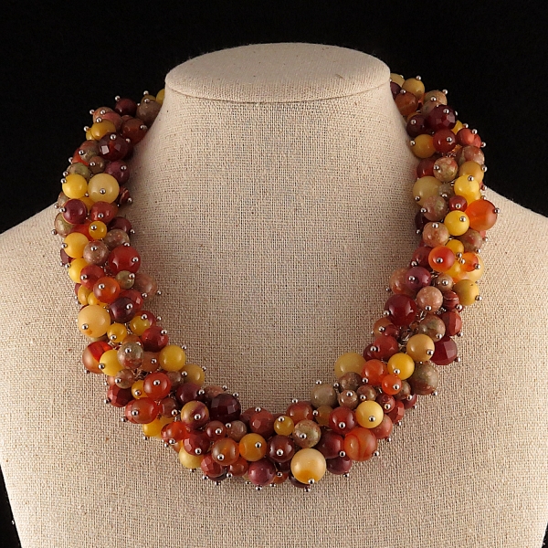 Multi Stone Cluster Necklace Beaded Statement Necklace Fall Colors Agate Jasper Multi Stone Cluster Necklace Beaded Statement Necklace Fall Colors Agate Jasper