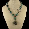 Turquoise and Vintage Hill Tribe Silver Necklace
