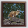 Bobcat Needle Felted Wool Painting