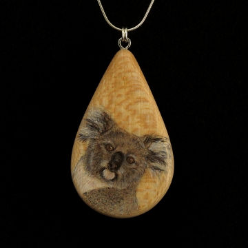 Koala on Quarter Sawn Ash Wood Pendant