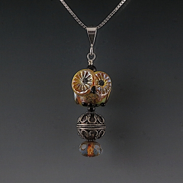 Lampwork Owl Pendant Sterling Silver MARCIA