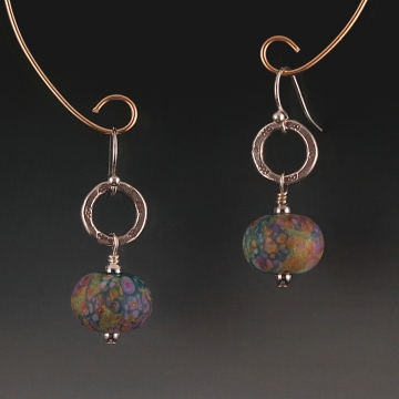 Artisan Lampwork, Naos Glass, Hill Tribe Silver Earrings
