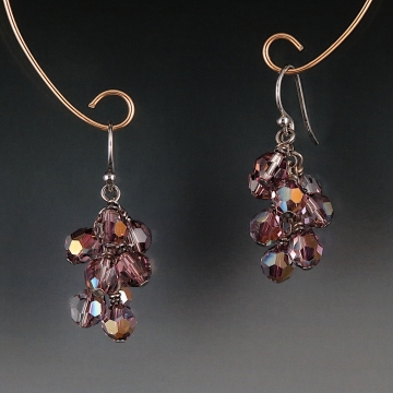 Swarovski Crystal Cluster Earrings - Amethyst Moonlight